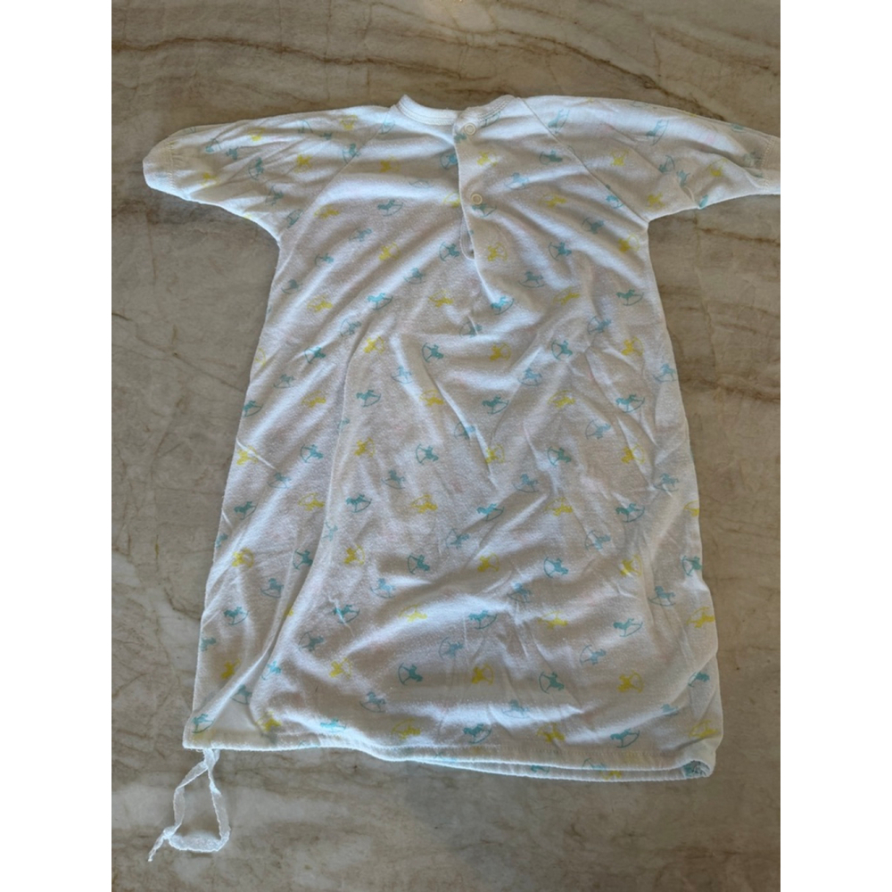 Vintage baby Spencer’s White Blue Rocking Horse Sleep Sack 0-3 Months